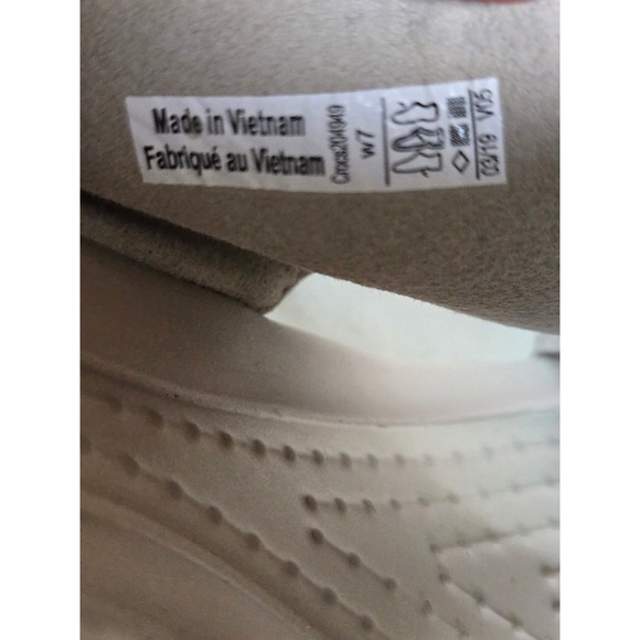 Crocs Leigh II Canvas Cross-Strap Wedge Sandals Beige Oatmeal Womens 3 Inch sz 7 - Picture 9 of 10